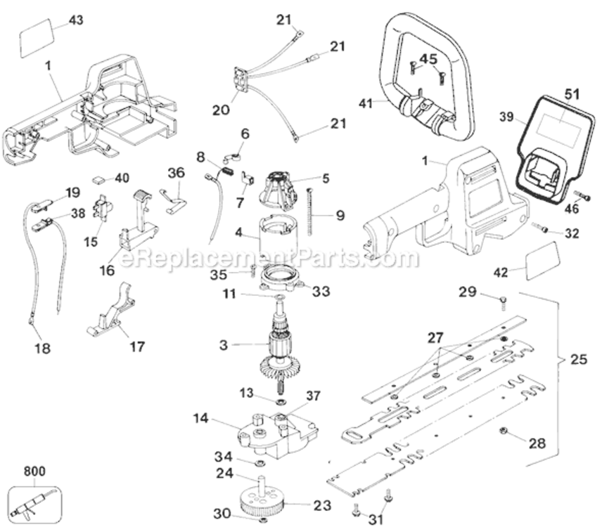 Page A Diagram and Parts List for HT400 Type 4 Black and Decker Hedge Trimmer